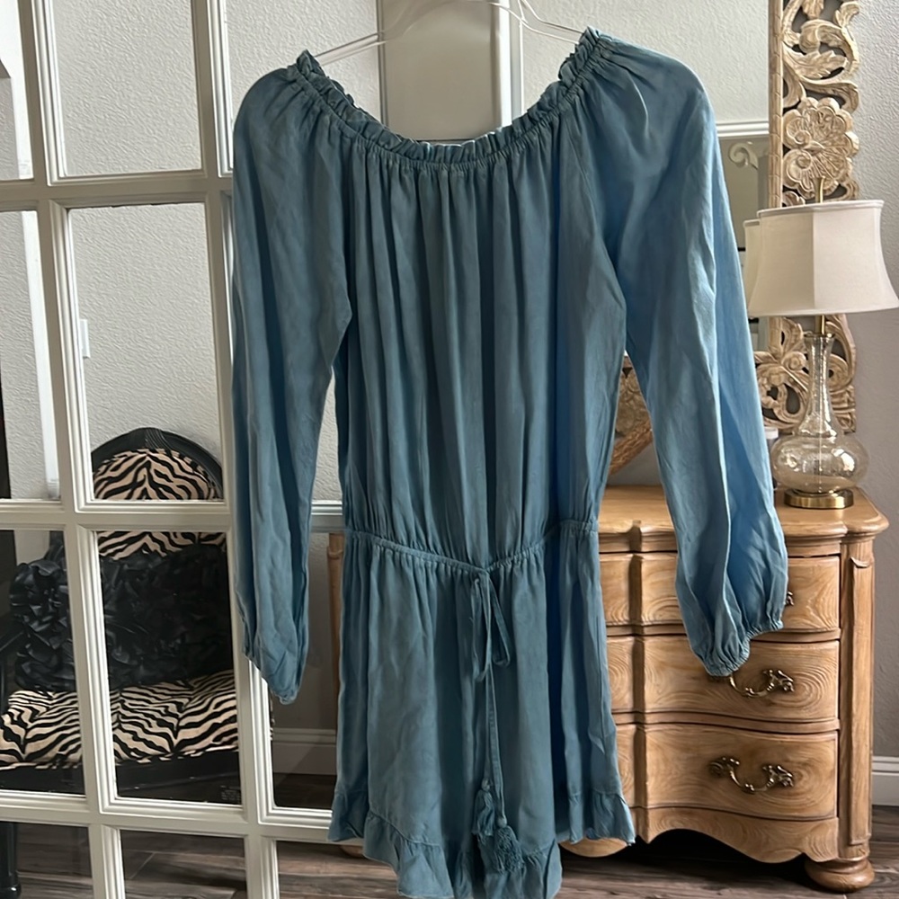 Chambray Shorts Jumpsuit Size L